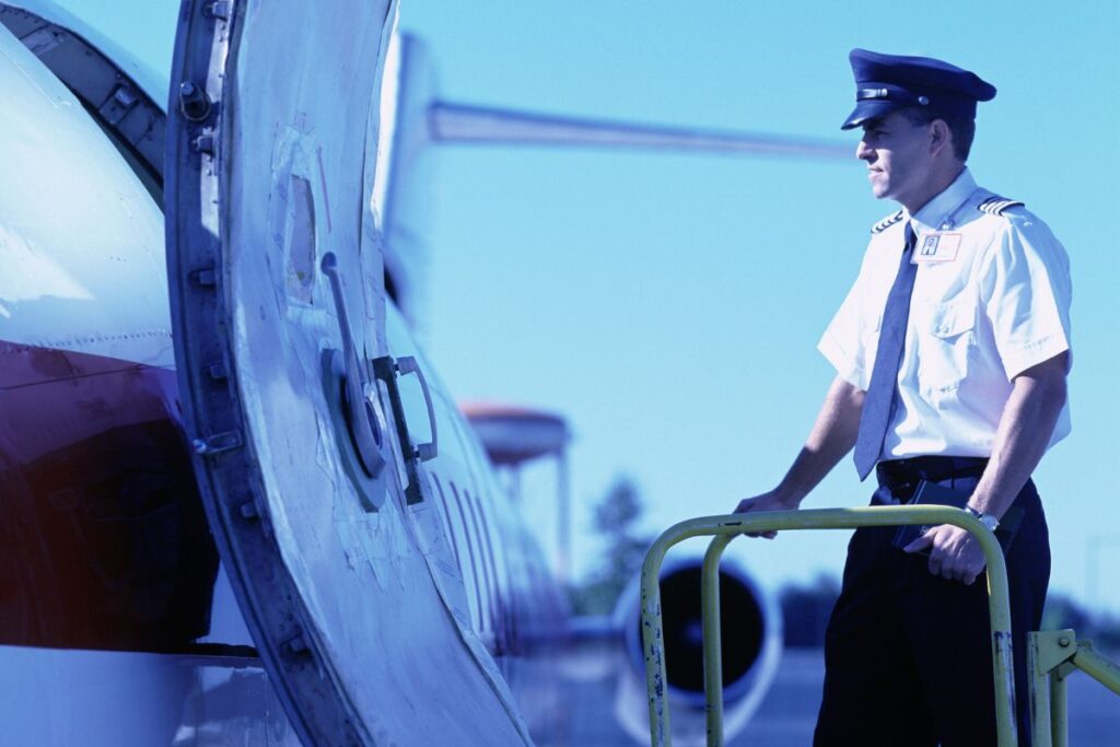 pilot boarding flight
